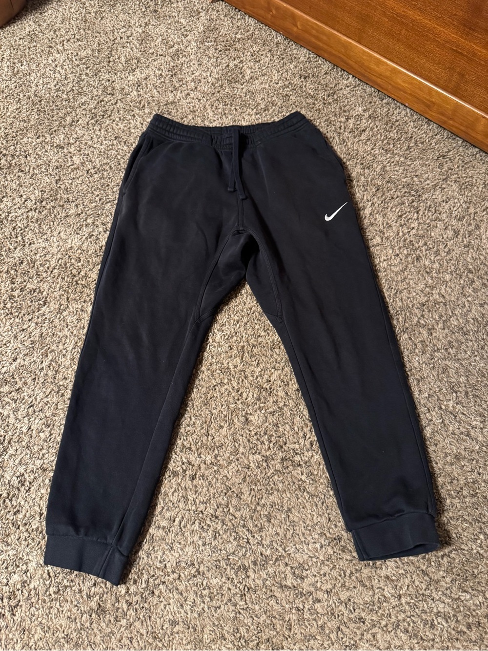 Nike Black Jogger Sweatpants with White Swoosh - Picture 2 of 3
